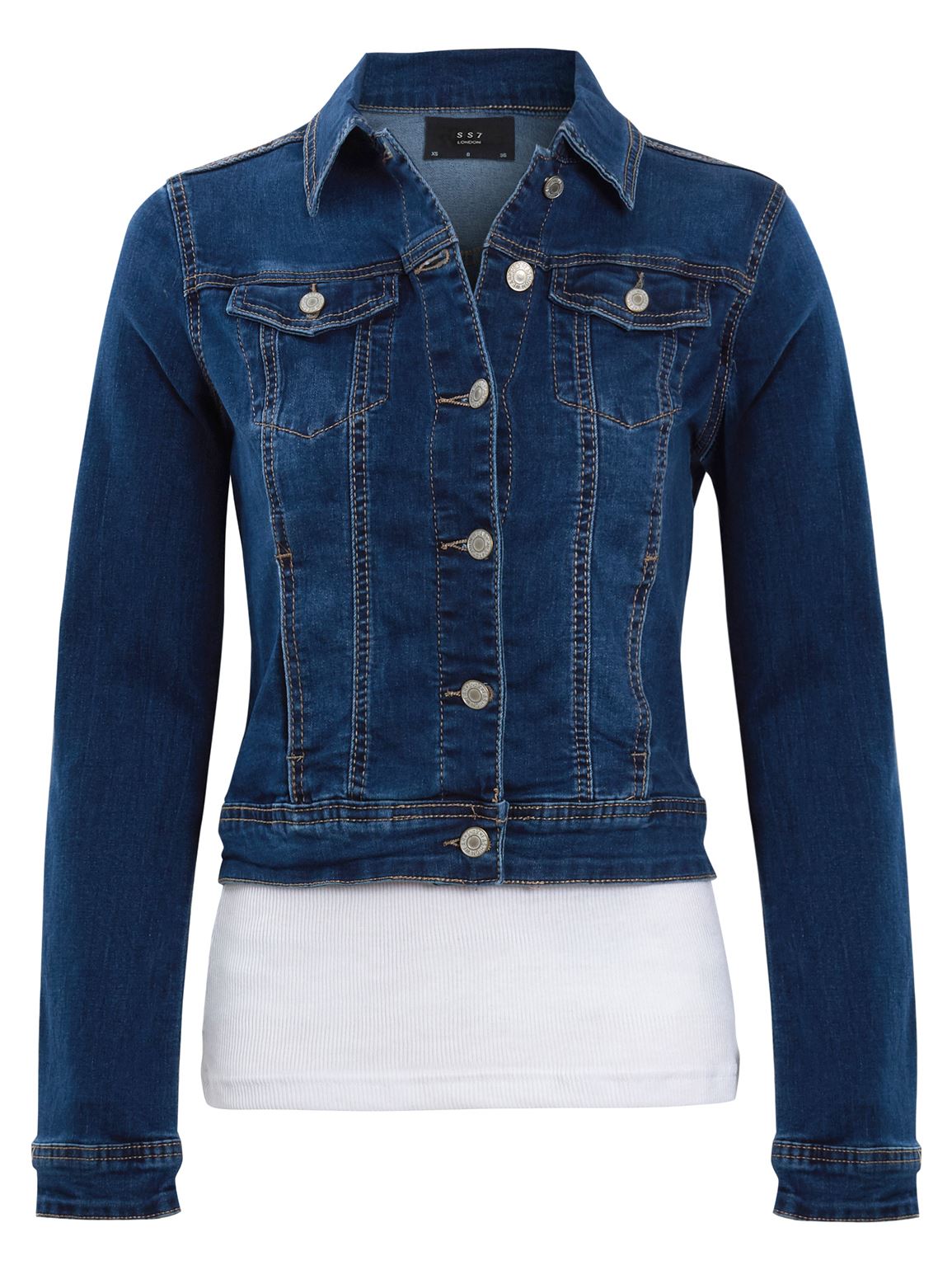blue jean jacket with sequin sleeves