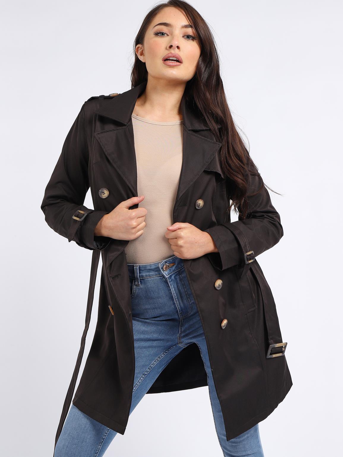 Womens black mac trench coat Clearance