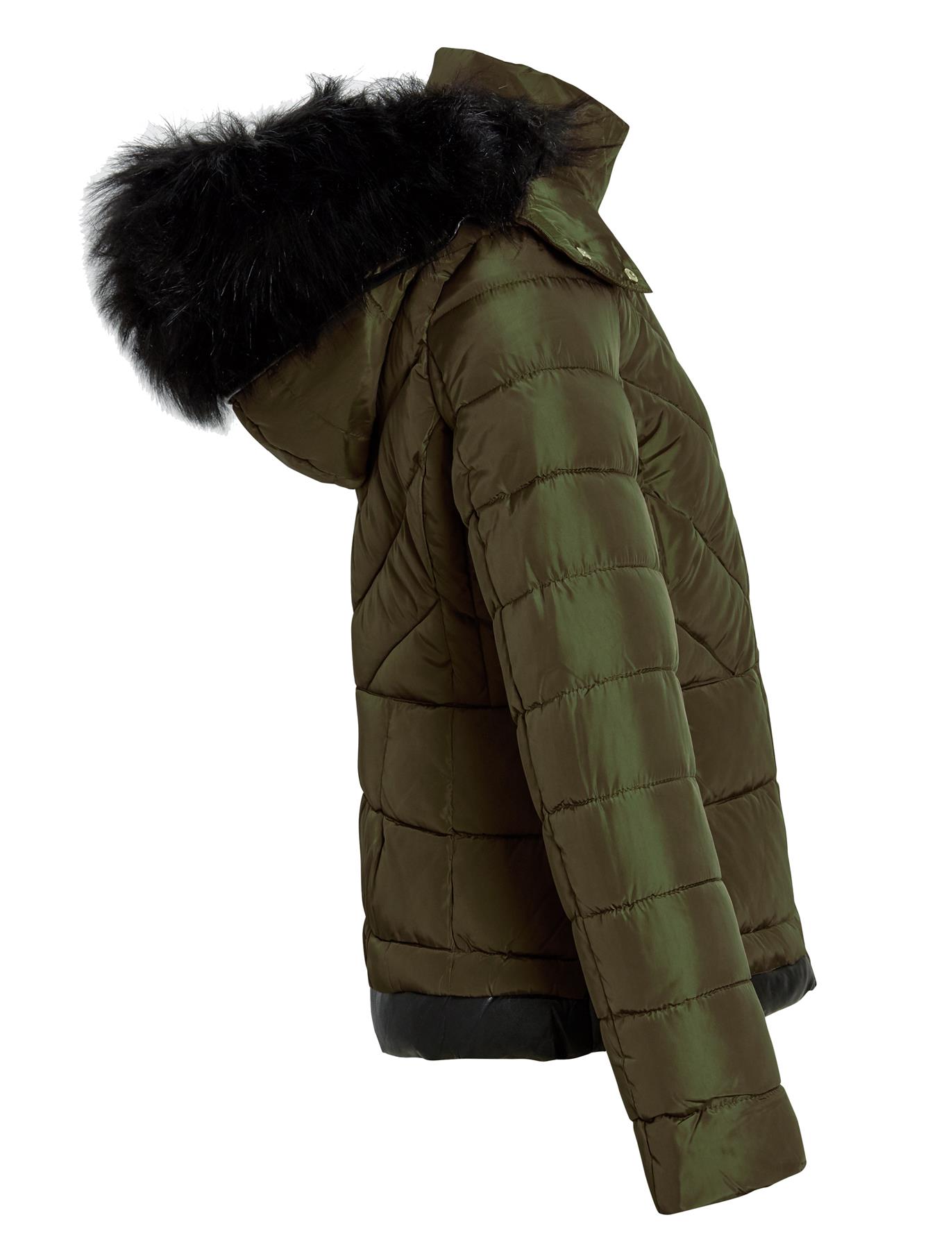 Damen wattierter Mantel Kapuze Winter wasserdicht Kunstfell Jacke Größe 10 12 14 16 8 - Bild 12 von 14