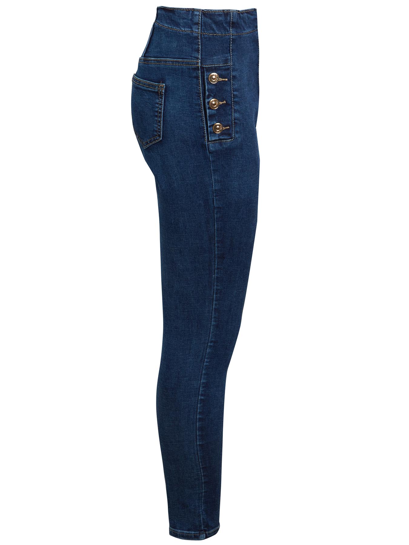 Damen High Waist Jeans Skinny Denim Slim Jeans Größe 8 10 12 14 6 Neu Knopf - Bild 9 von 11
