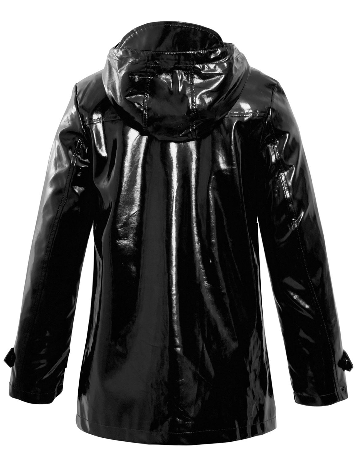 Womens Rain Mac Waterproof Vinyl Patent Raincoat Jacket Size 8 10 12 14