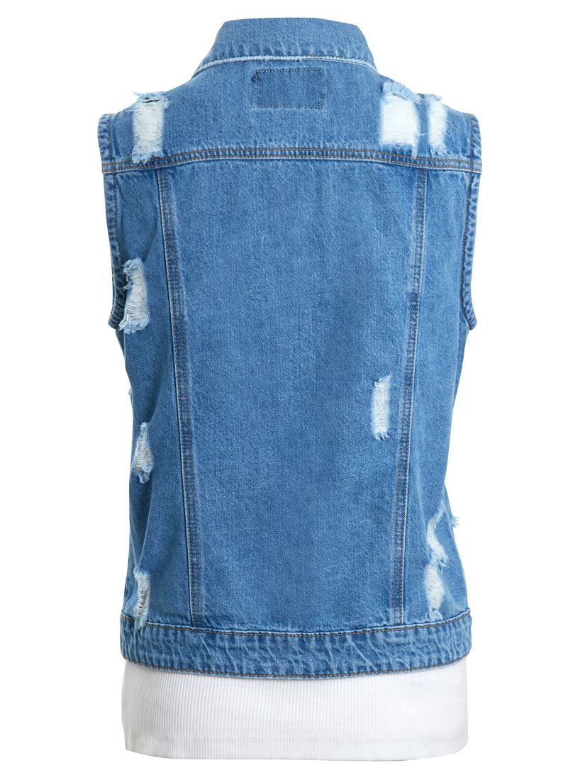 Womens Denim Gilet Blue Jean Jacket Sleeveless Waistcoat Size 6 8 10 12