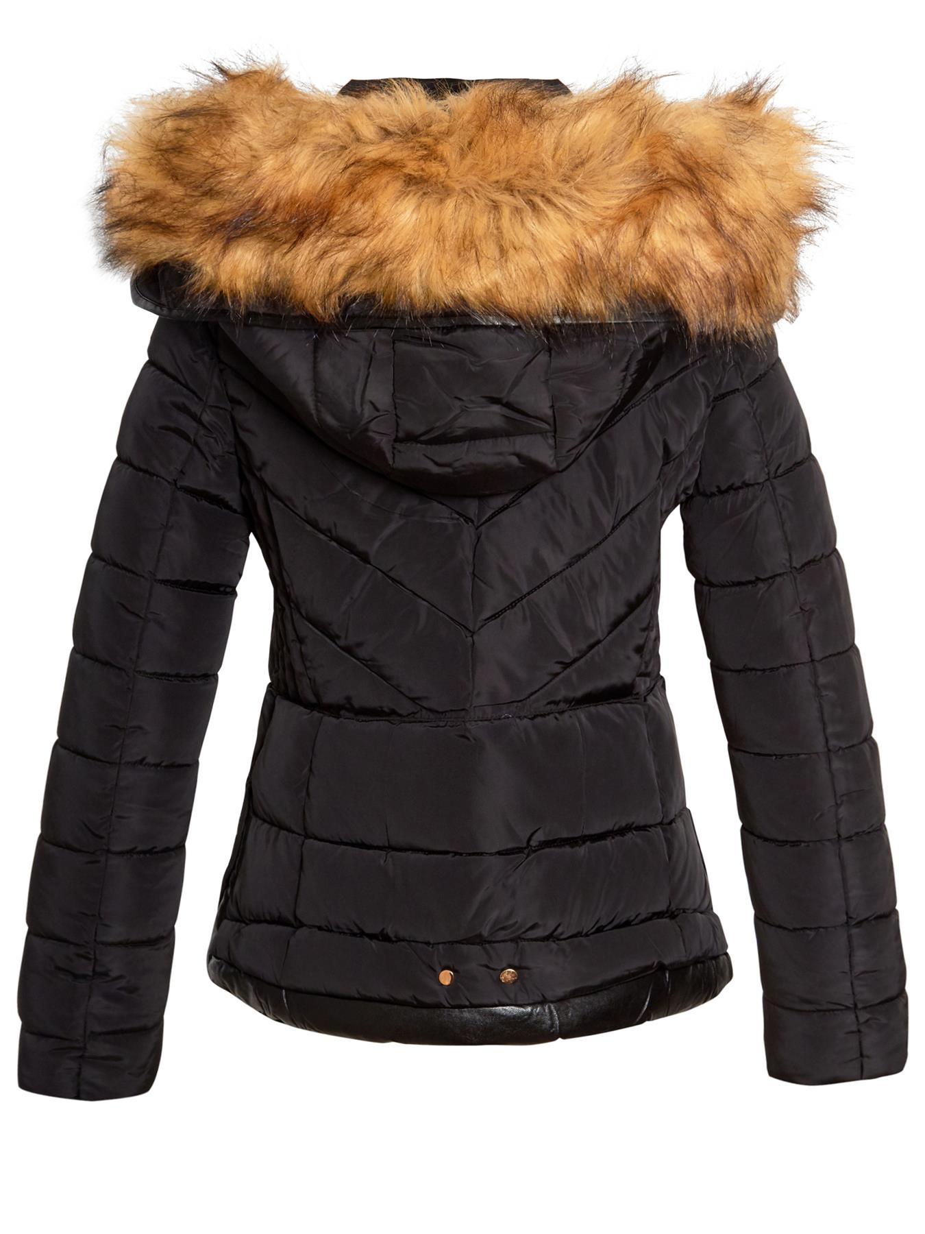 Damen wattierter Mantel Kapuze Winter wasserdicht Kunstfell Jacke Größe 10 12 14 16 8 - Bild 8 von 14