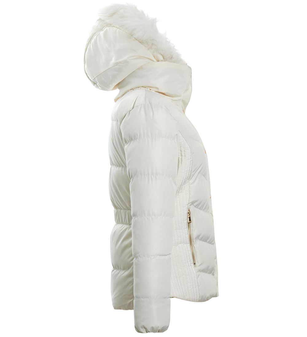 Womens Cream Faux Fur Padded Coat Size 12 8 10 14 16 Hooded Parka Stone