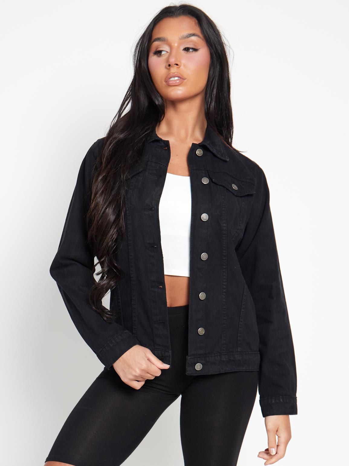 Damen Jeansjacke schwarz Jeansjacken blau Größe 14 16 8 10 12 bequeme Passform - Bild 6 von 10