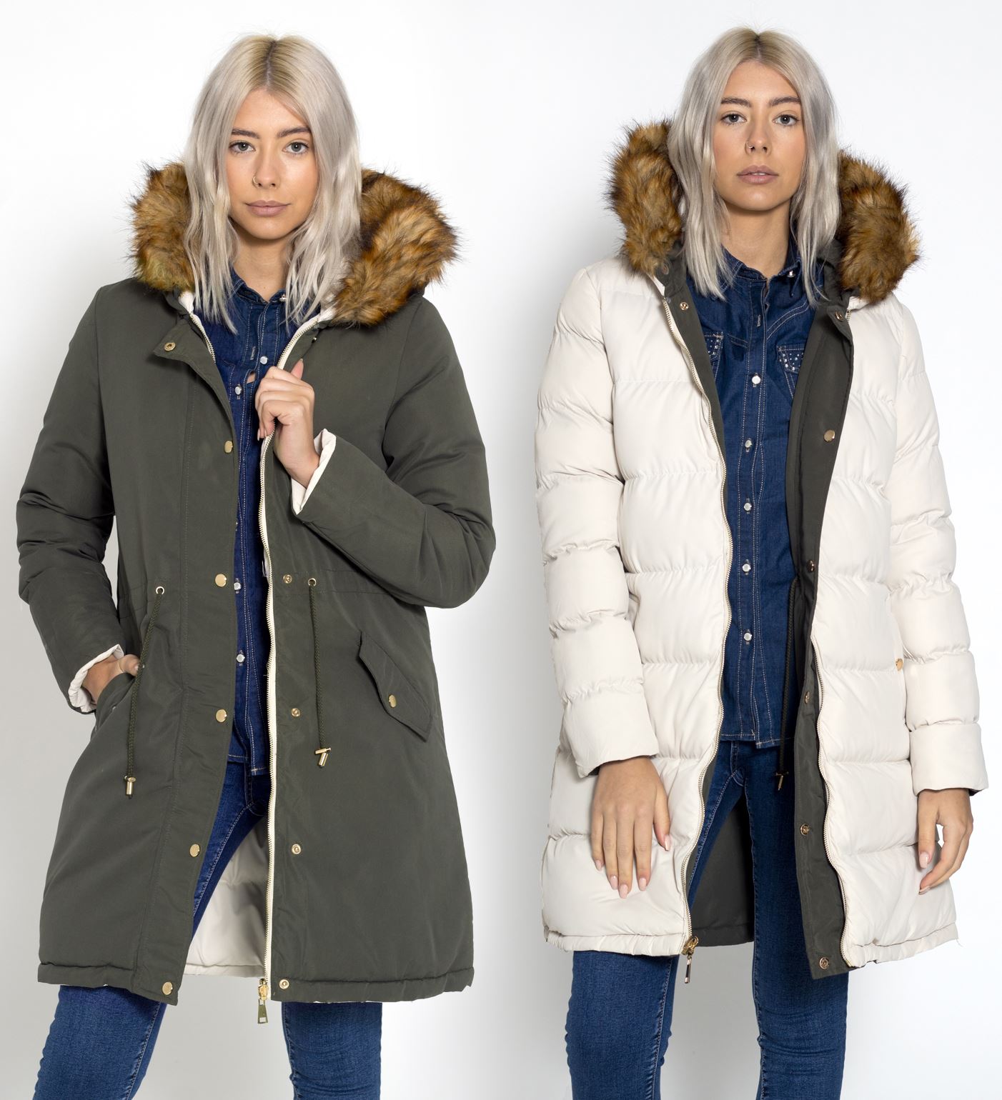 NEW WOMENS QUILTED COAT PUFFER HOODED LADIES JACKET PARKA SIZE 8 10 12 14 16