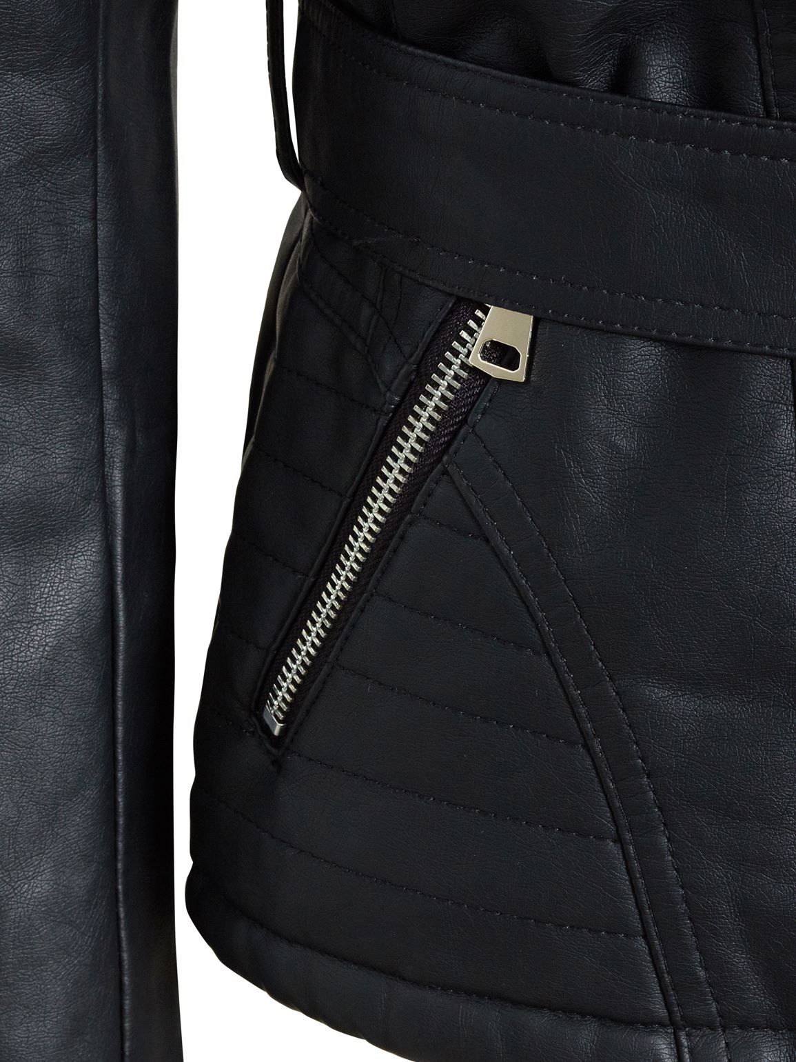 black leather jacket faux fur collar