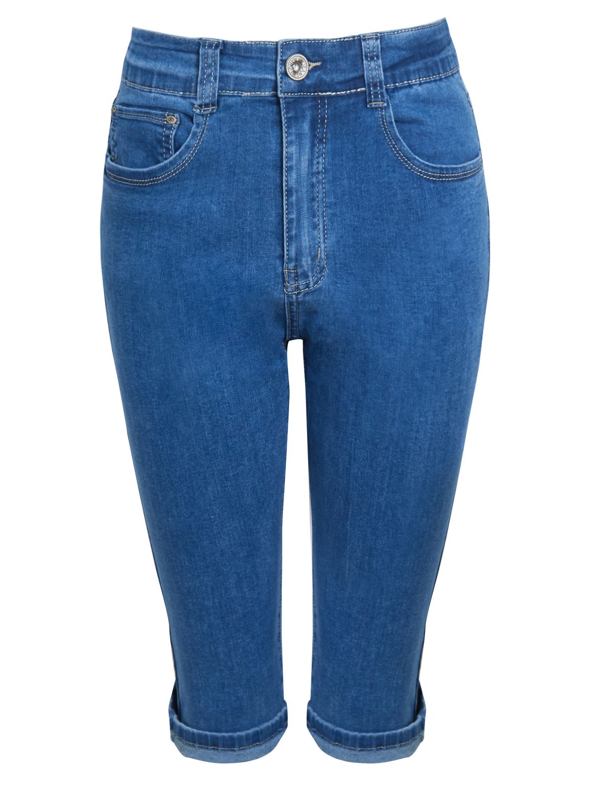 denim pedal pusher shorts