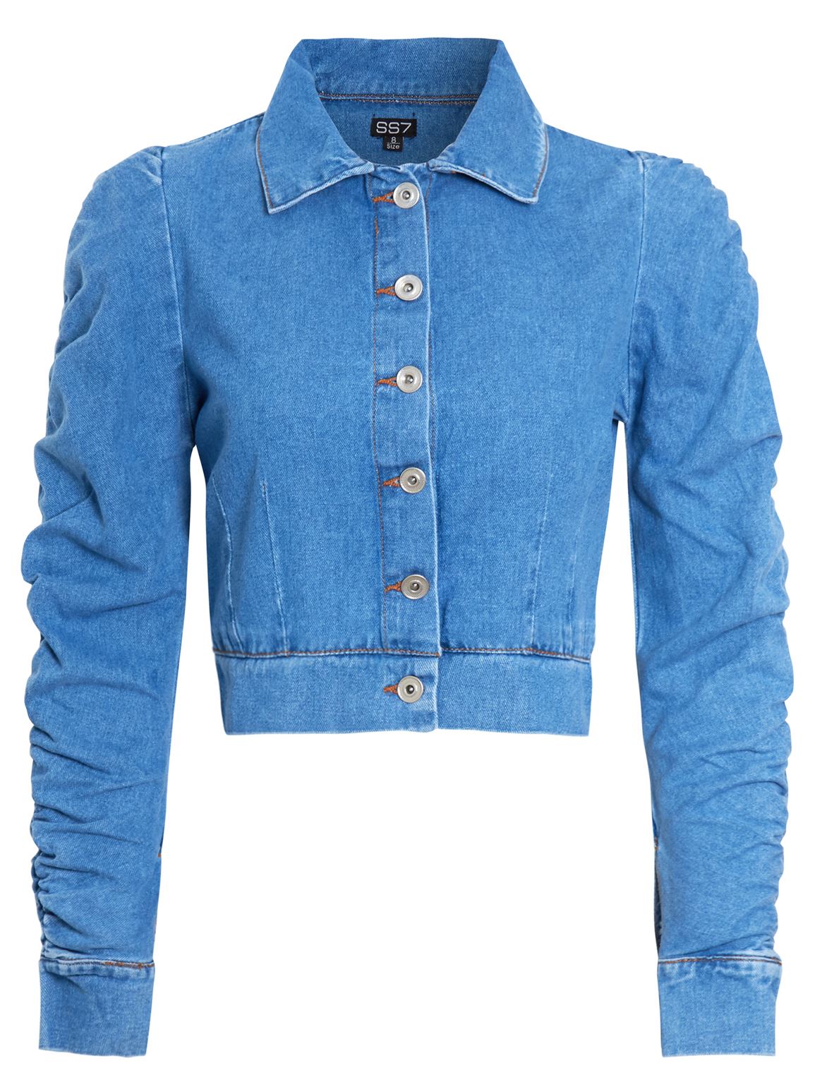 Womens Size 10 8 16 14 12 Puff Sleeve Denim Jacket Ladies Jean Crop Jackets Blue eBay