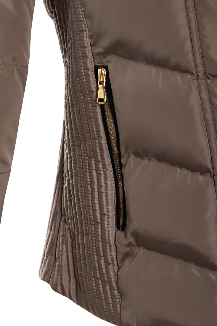 cream faux fur padded jacket