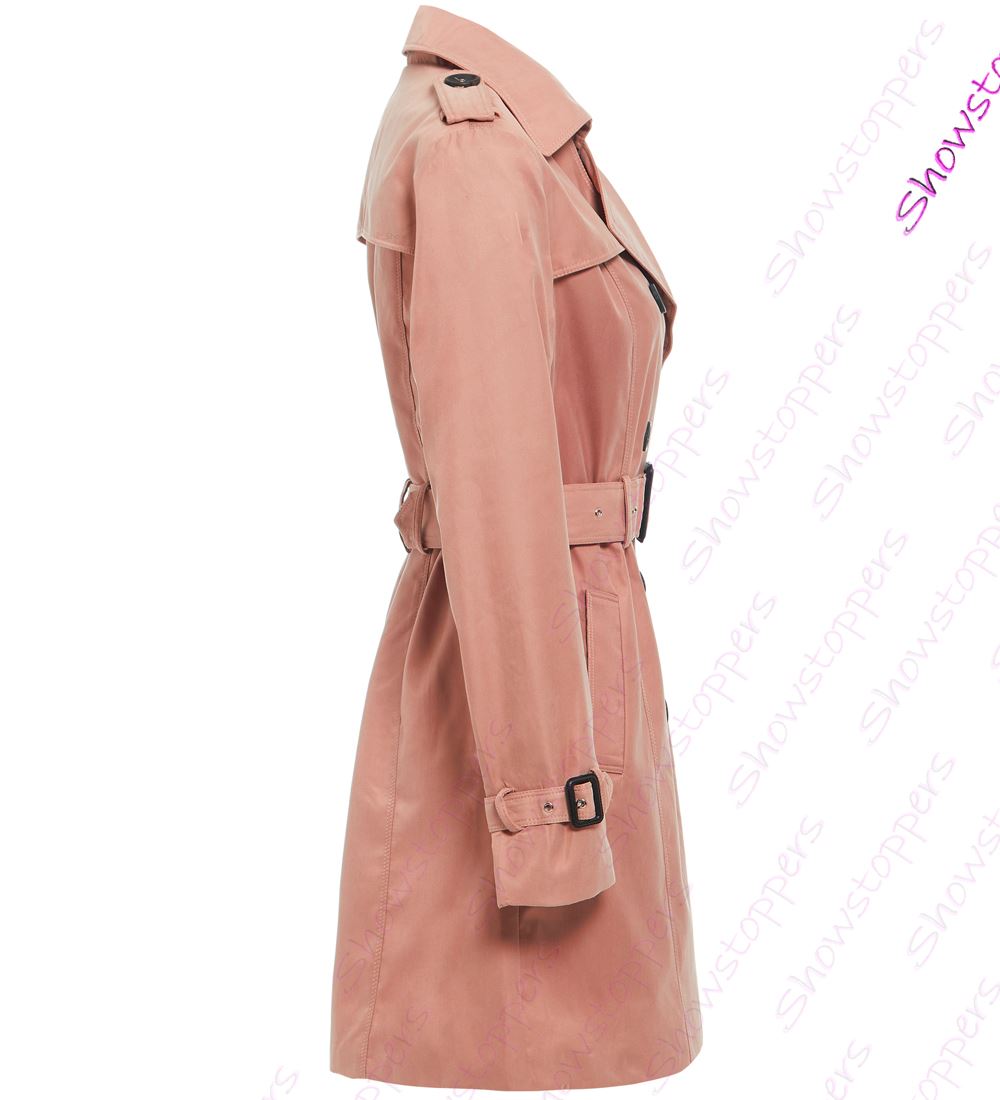 Womens Trench Coat Ladies Mac Jacket Size 8 10 12 14 16 Beige Salmon