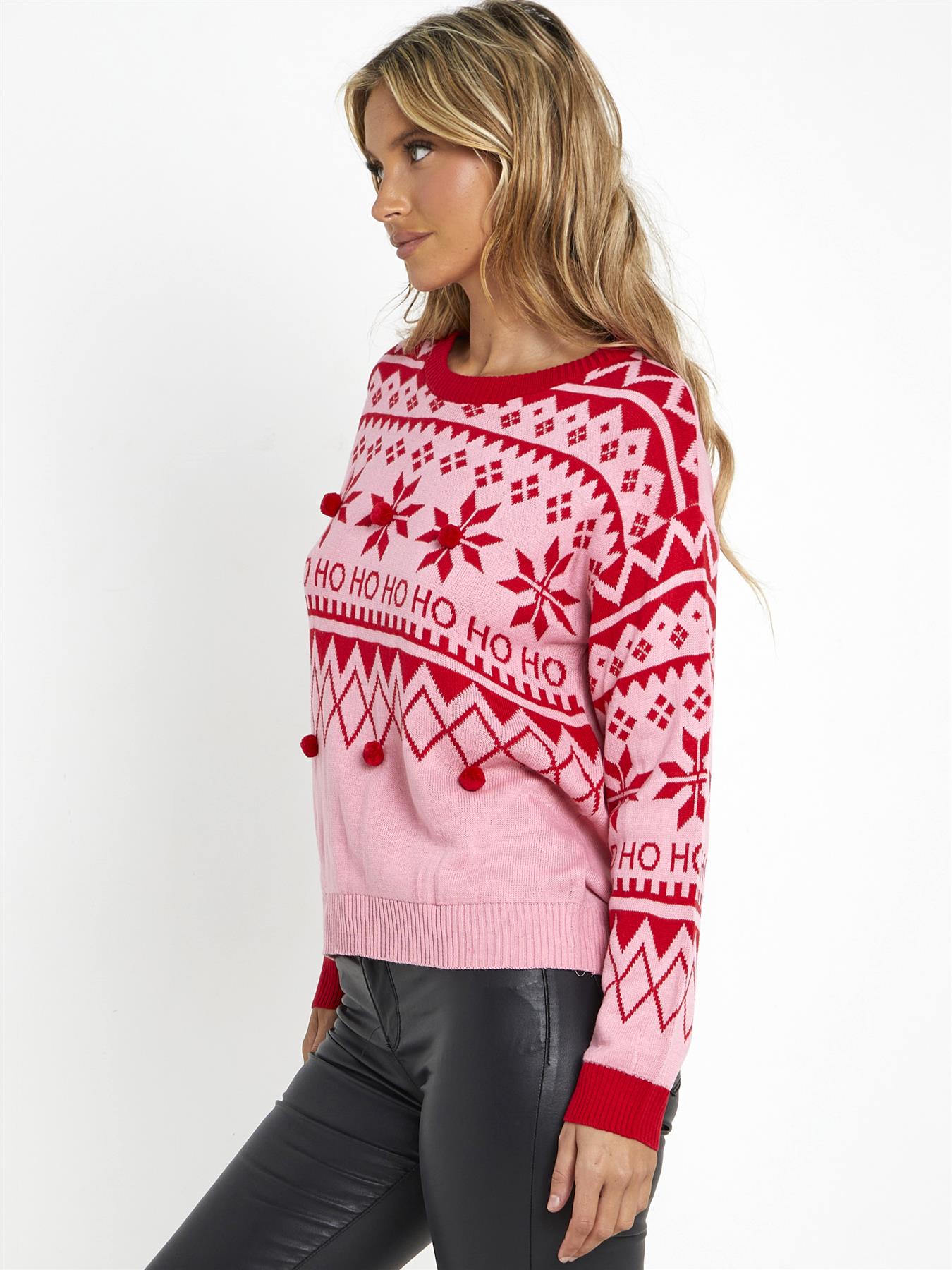 Womens Christmas Jumper Snowflake Sweater Ho Ho Xmas Size 10 12 14 16