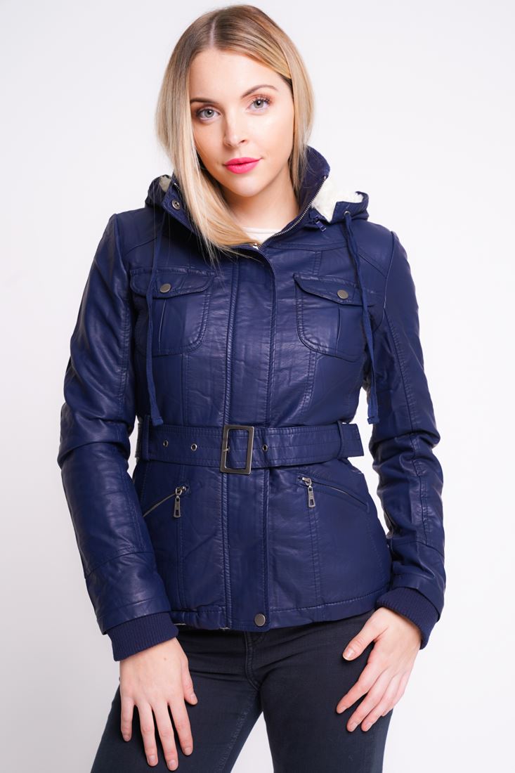 NEW Womens Jacket Borg Lined Ladies Coat Faux Leather Aviator Size 8 10 12 14 16