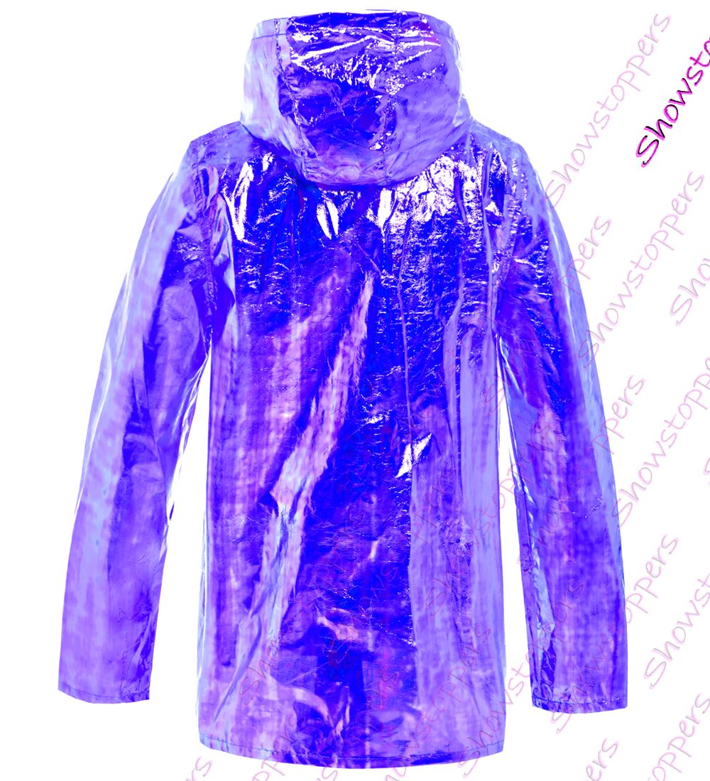Womens Holographic Rain Mac Waterproof Raincoat Mustard Jacket Size 8