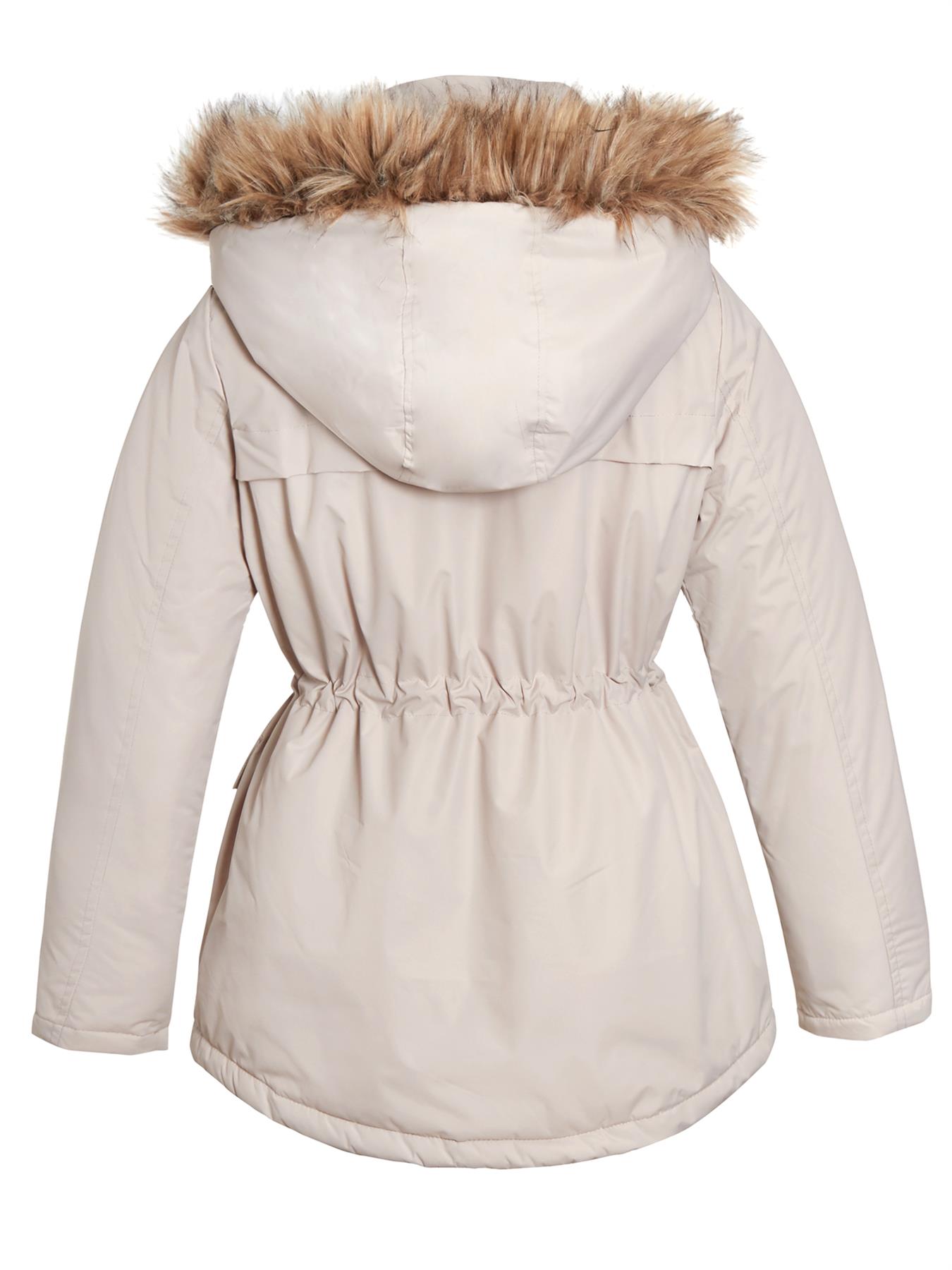 Damen Kunstfell Winter Parka Mantel wattiert schwarz Stein Jacke Größe 10 12 14 16 8 - Bild 13 von 14