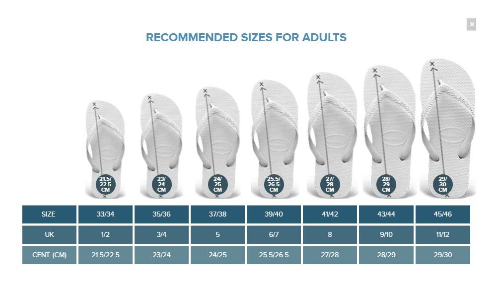 havaianas conversion chart