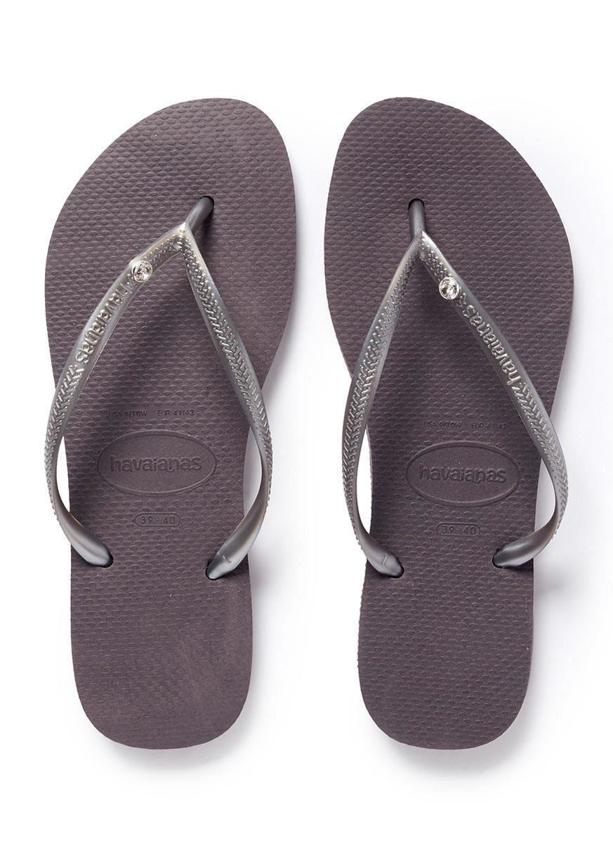 Women Havaianas Slim Crystal Glamour SW Flip Flop Steel Grey 100% Original New | eBay