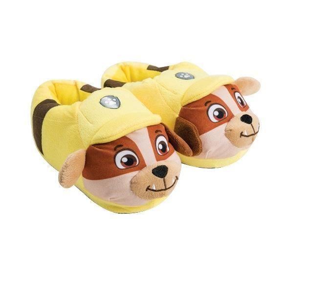 Official Paw Patrol Rubble 3D Plush Kids Toddlers Slippers Slip On Non Slip Sole