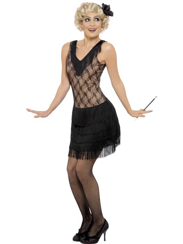 Ladies Flapper Fancy Dress Costume 1920/'s 20/'s Jazz Charleston Moll Gangster New