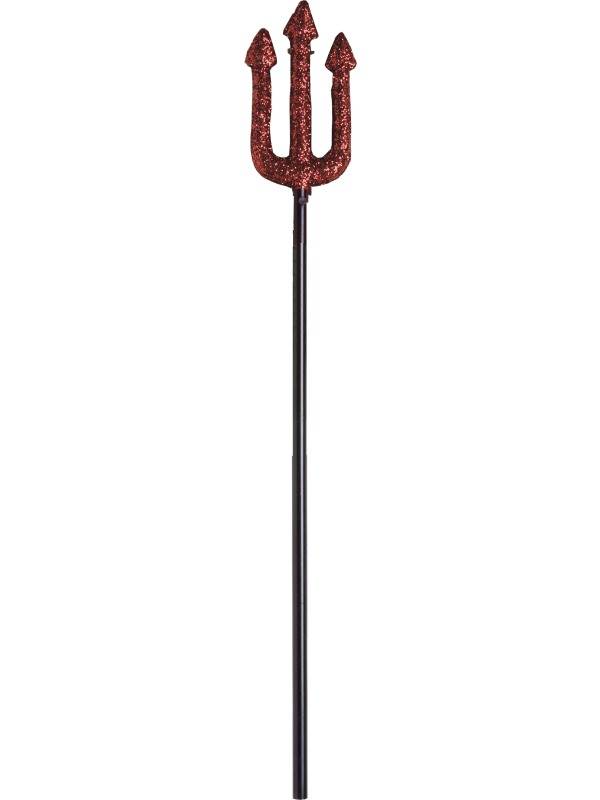 Gothic Trident for Satan Devil Pitchfork Devil Costume 40cm Glittery Black and Red Devil Fork Halloween Fancy Dress Accessory for Kids and Adults
