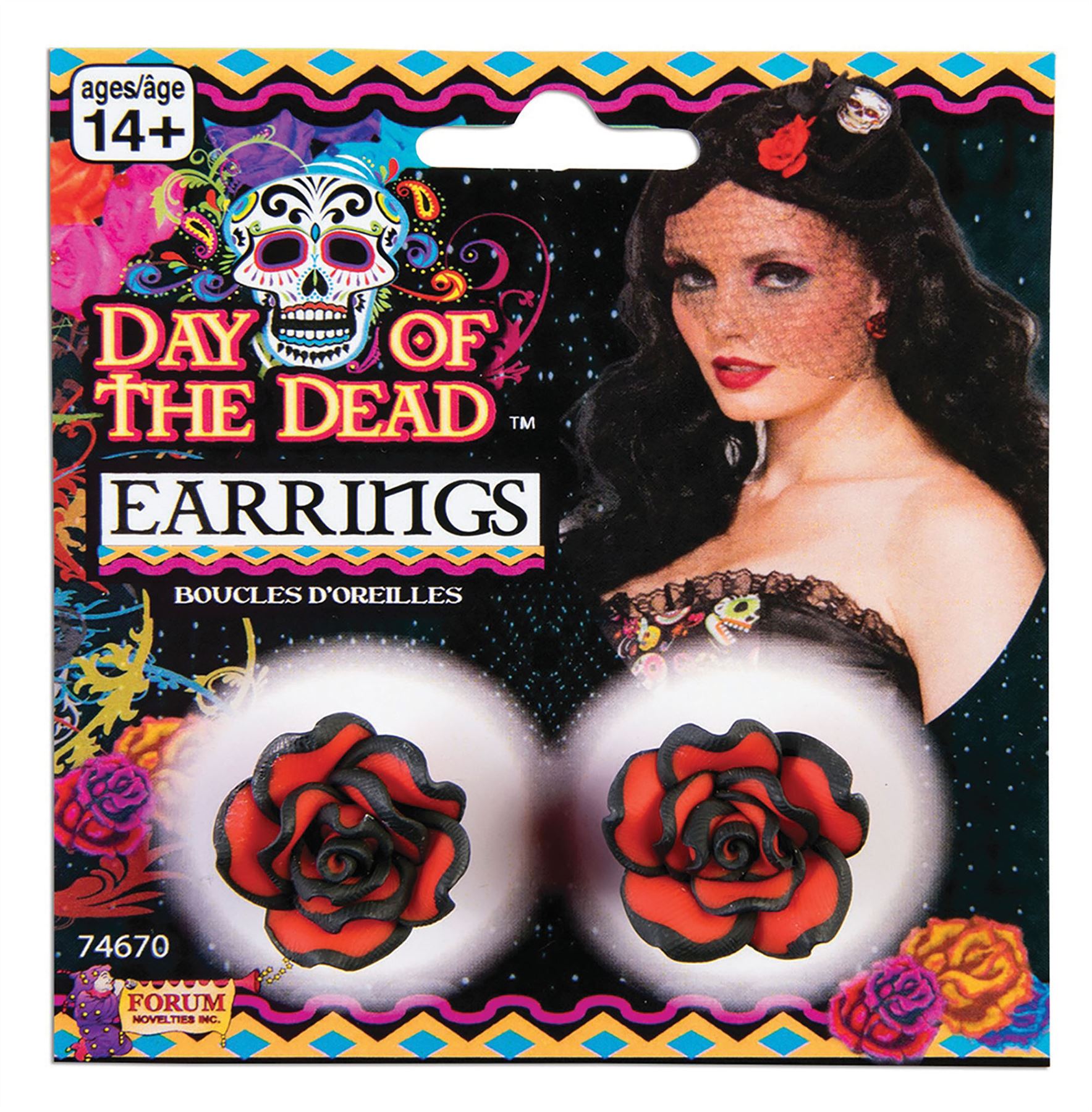 New Halloween Day of the Dead Rose Earrings
