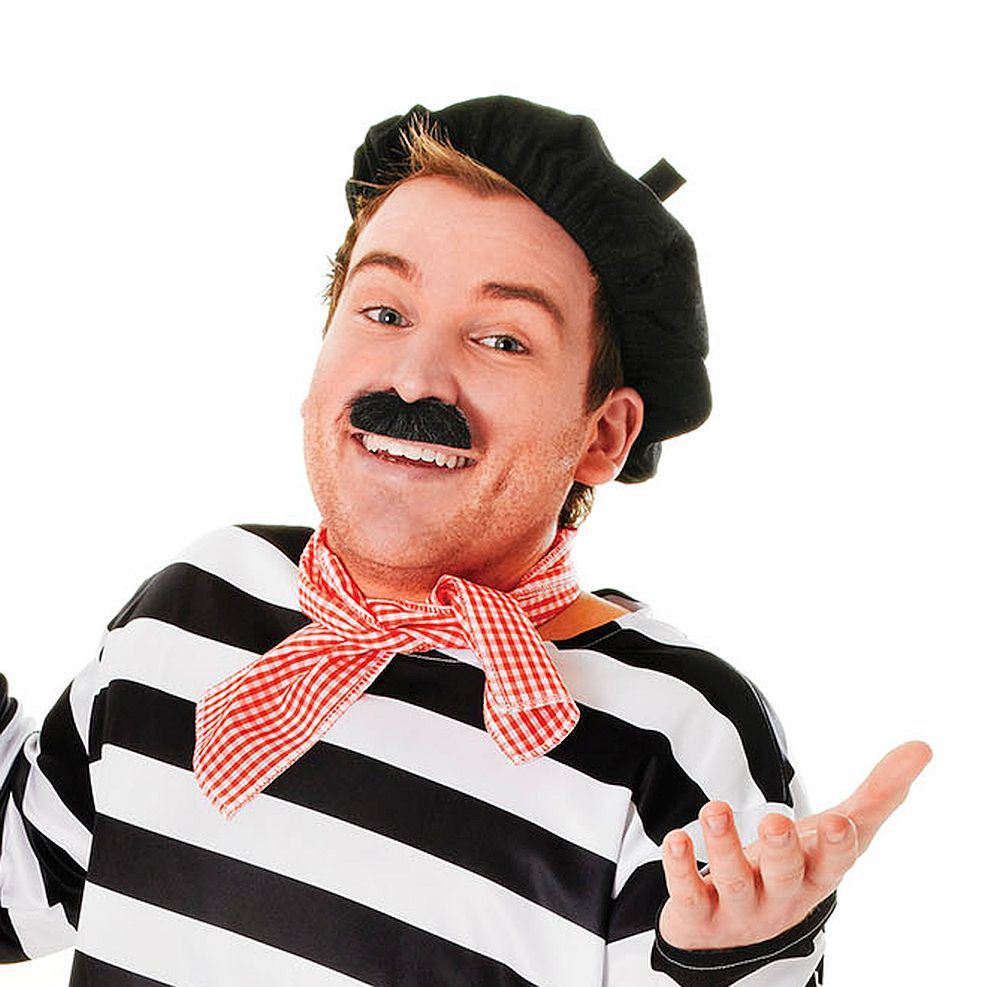 Red Beret /& Red Bandana /& Mustache Fancy Dress French Set Costume Accessories Se