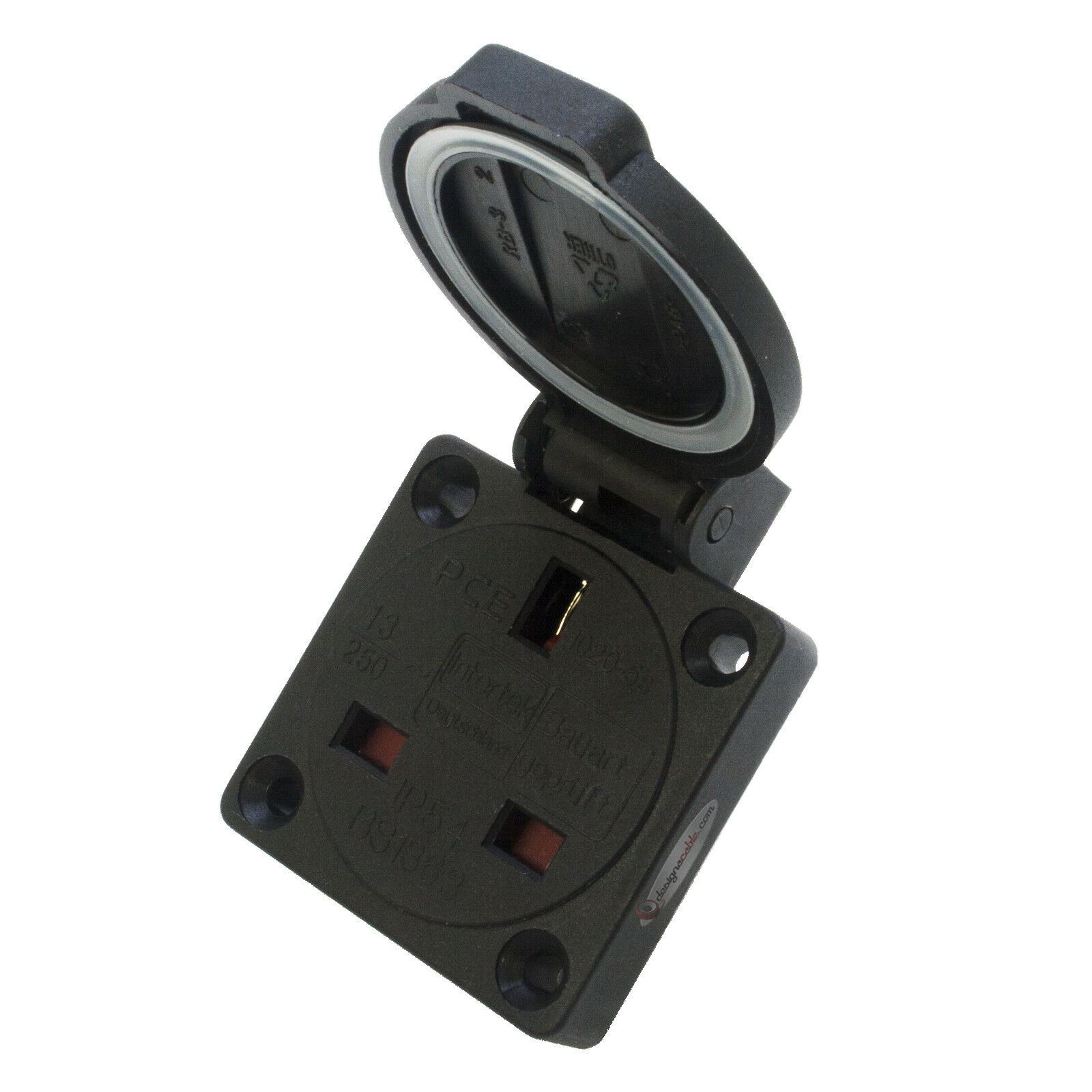 PCE 13Amp Black Socket Outlet (British Standard) 2P+E 230V IP54 (1020