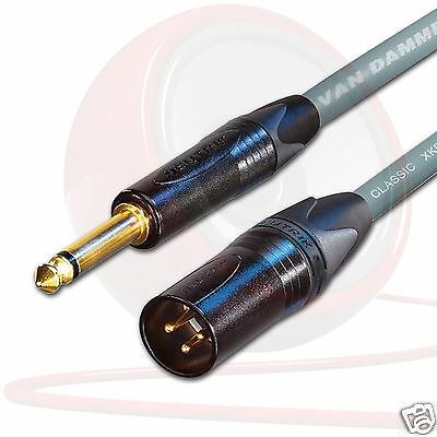 Male XLR to Jack Cable. Long Mono Jack lead. Unbalanced Van Damme Neutrik Guitar - Picture 6 of 11