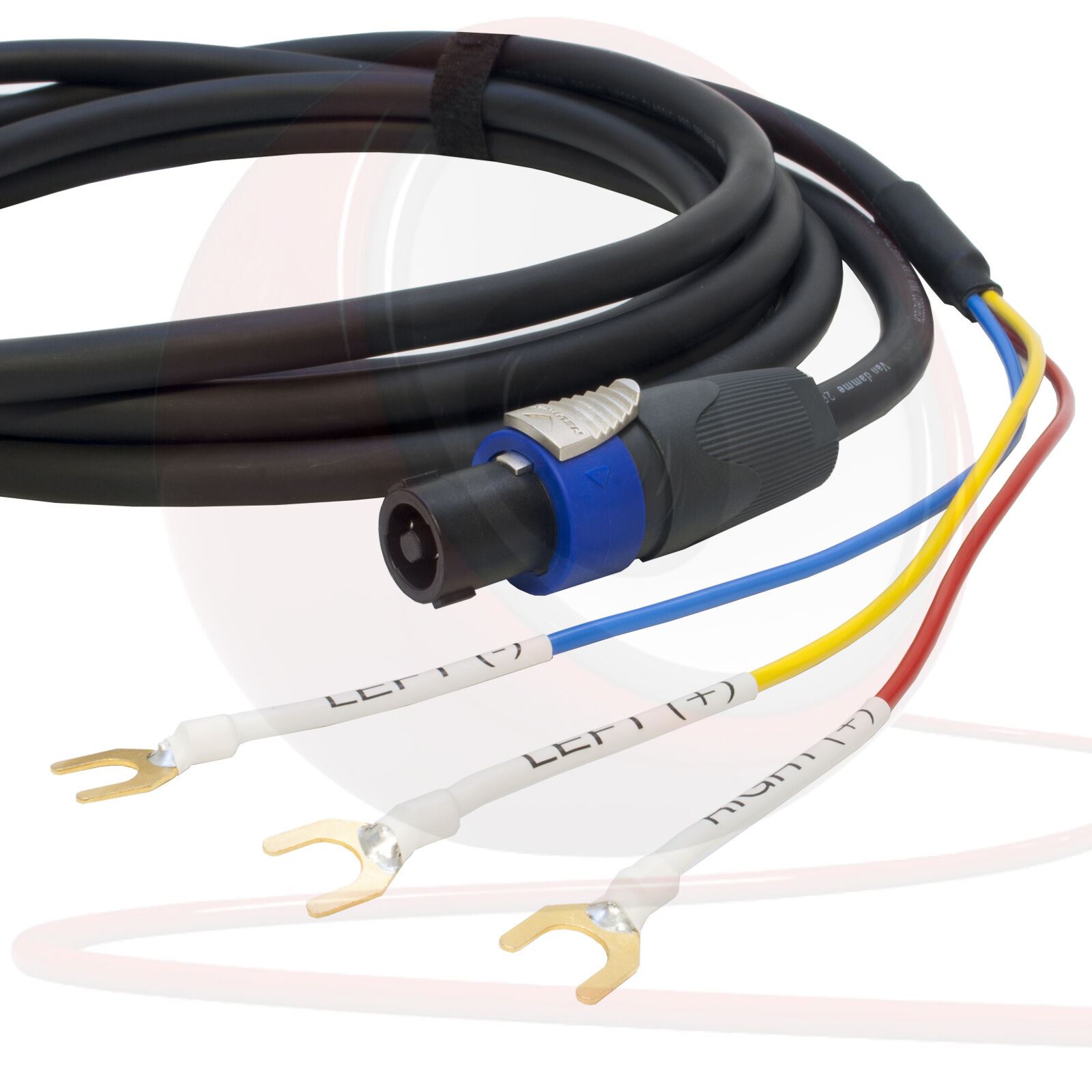 REL 3 Wire Sub Speaker Cable – Neutrik Speakon To Spade End – Designacable