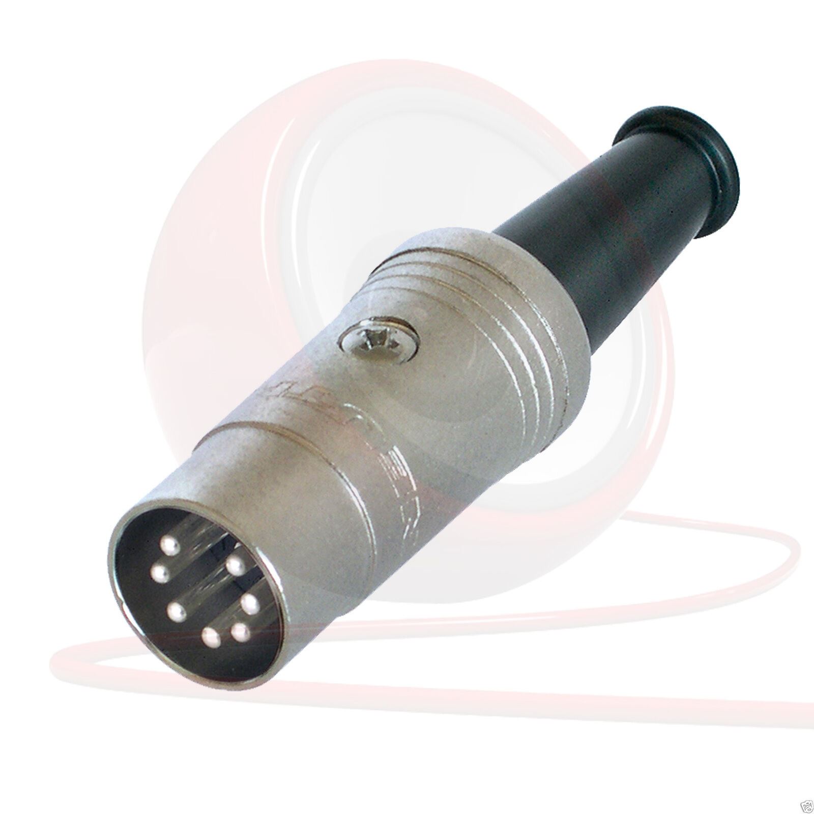 7 Pin Din Connector. Rean NYS323. Silver Body, Silver Pins. MIDI DIN