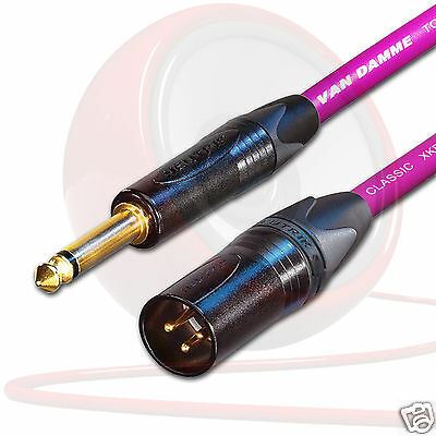 Male XLR to Jack Cable. Long Mono Jack lead. Unbalanced Van Damme Neutrik Guitar - Picture 8 of 11