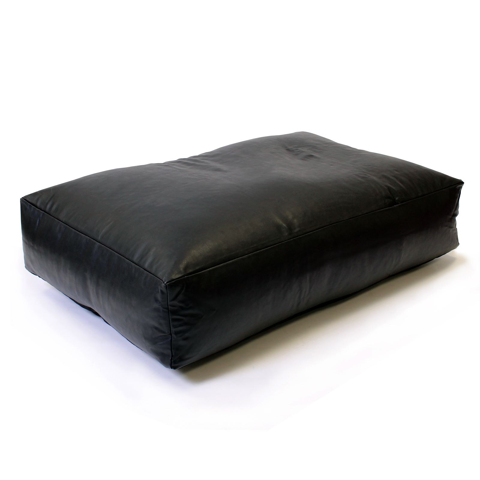 Faux Leather Large Black Brown Slab Footstool Pouf Floor Cushion Bean
