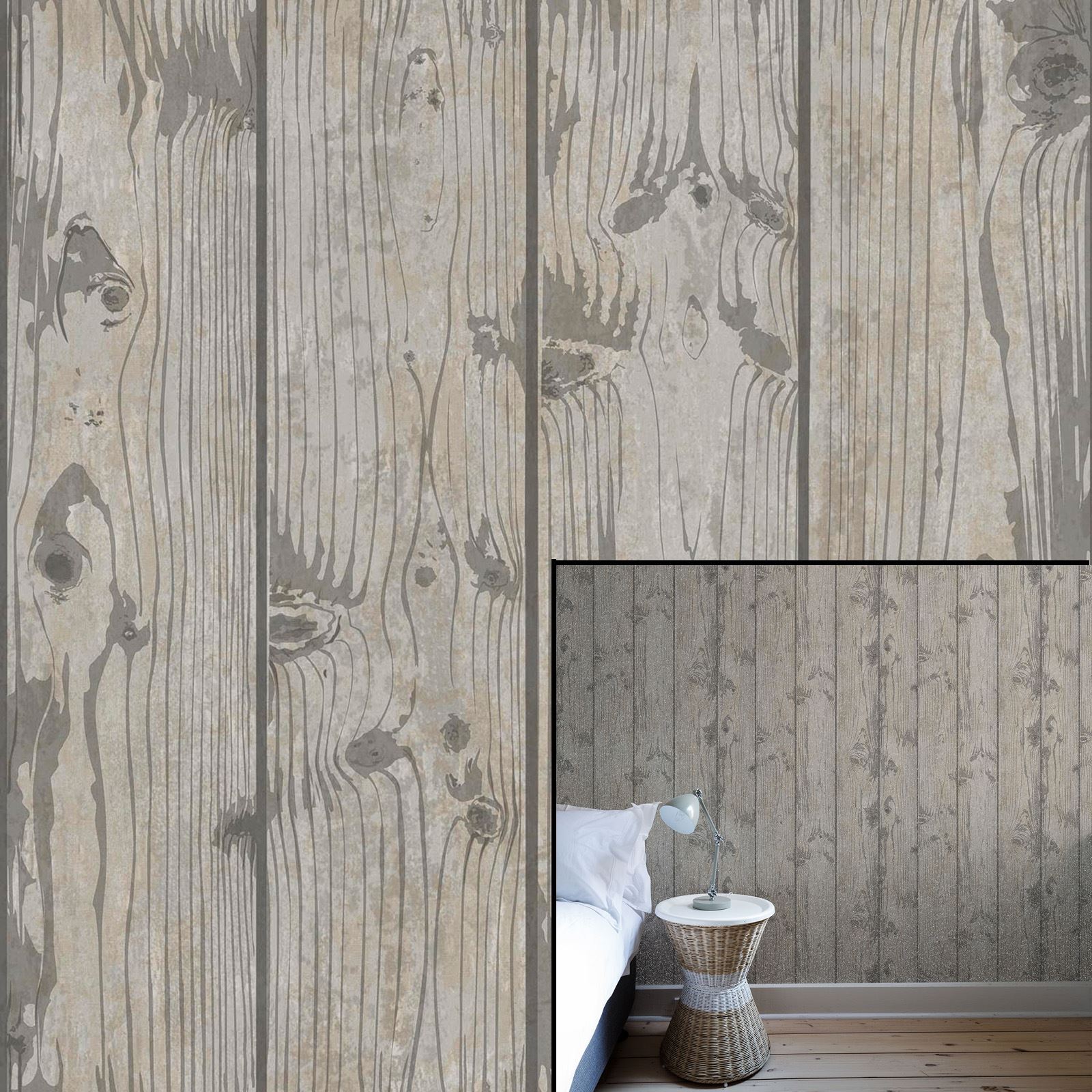 Crown Luxe Windward Grey Wood Effect Glitter Luxury Italian Vinyl