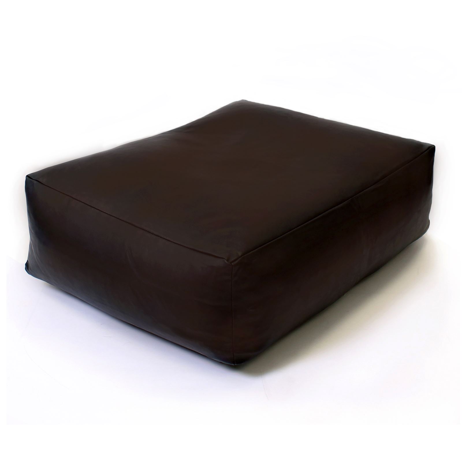 Faux Leather Large Black Brown Slab Footstool Pouf Floor Cushion Bean