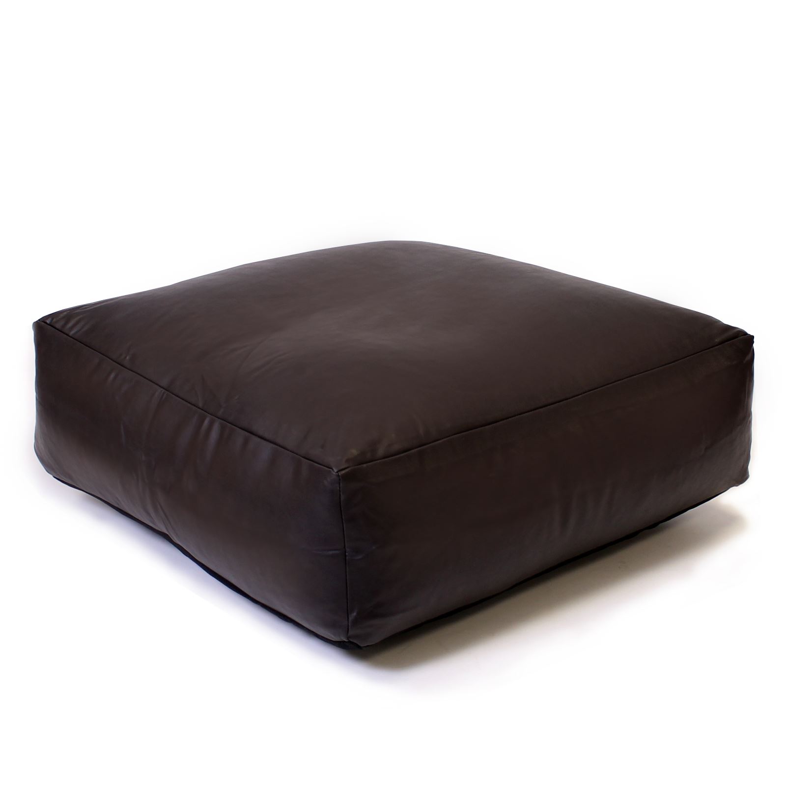 Faux Leather Large Black Brown Slab Footstool Pouf Floor Cushion Bean