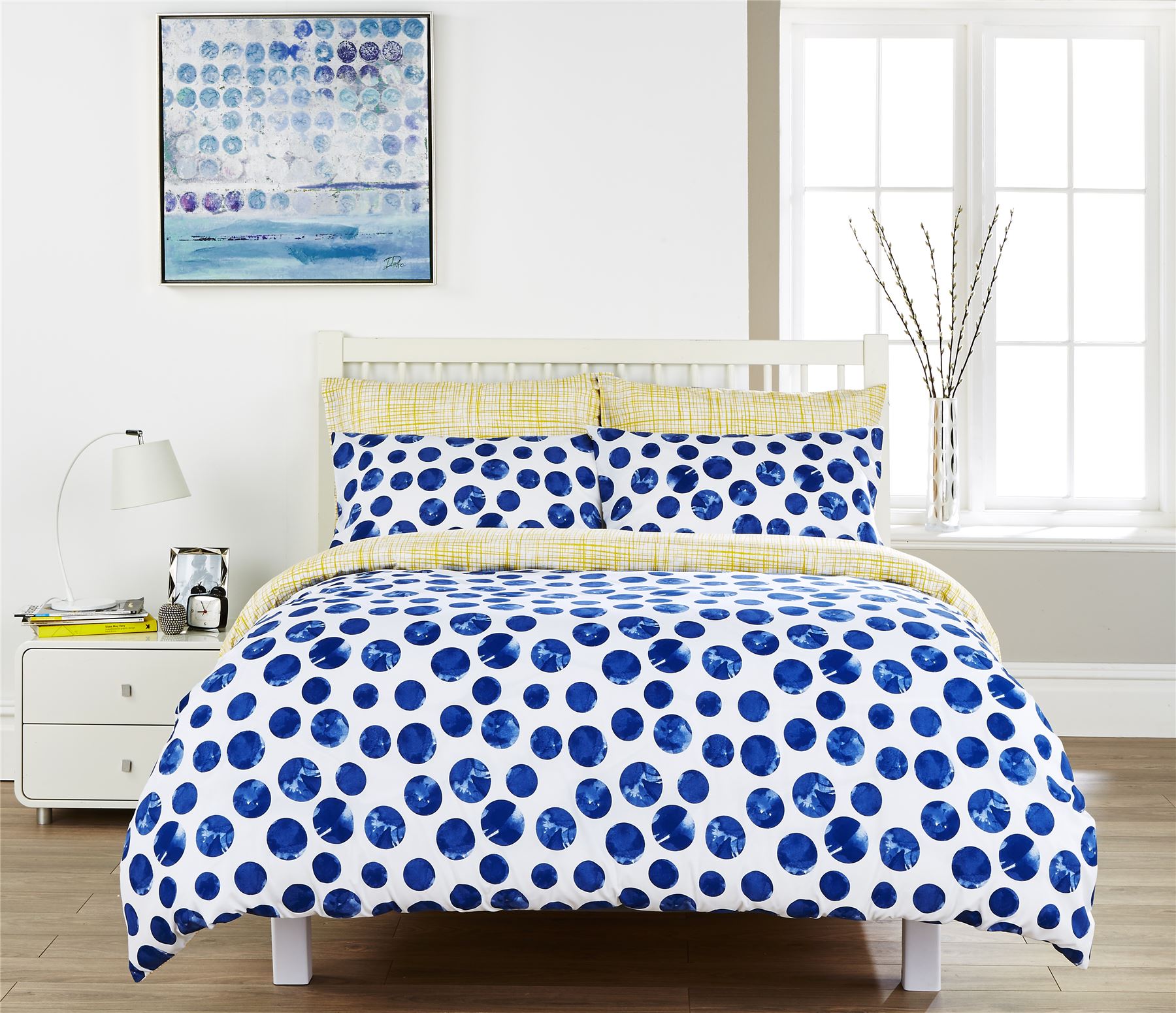 Kingsley Marble Indigo White Reversible Duvet Quilt Cover Bedding Set