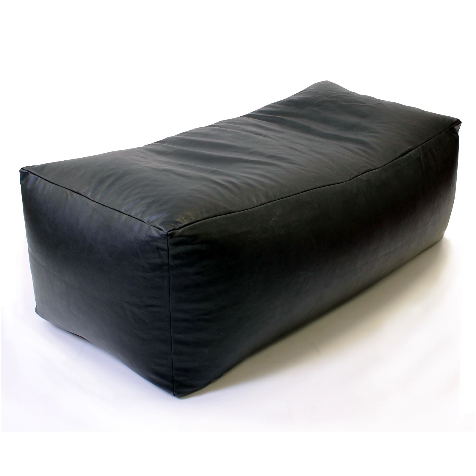 Faux Leather Large Black Brown Slab Footstool Pouf Floor Cushion Bean