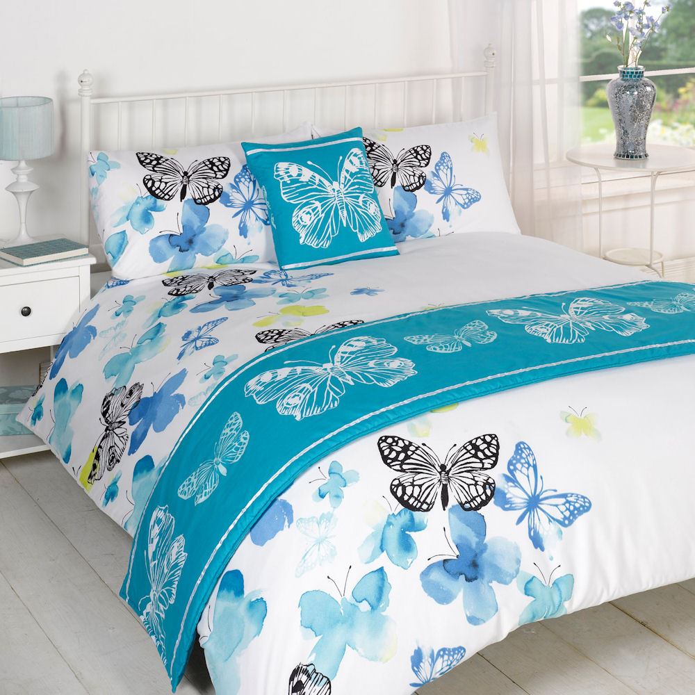Floral Duck Egg Blue Grey Bed in a Bag Duvet Cover Bedding Set eBay
