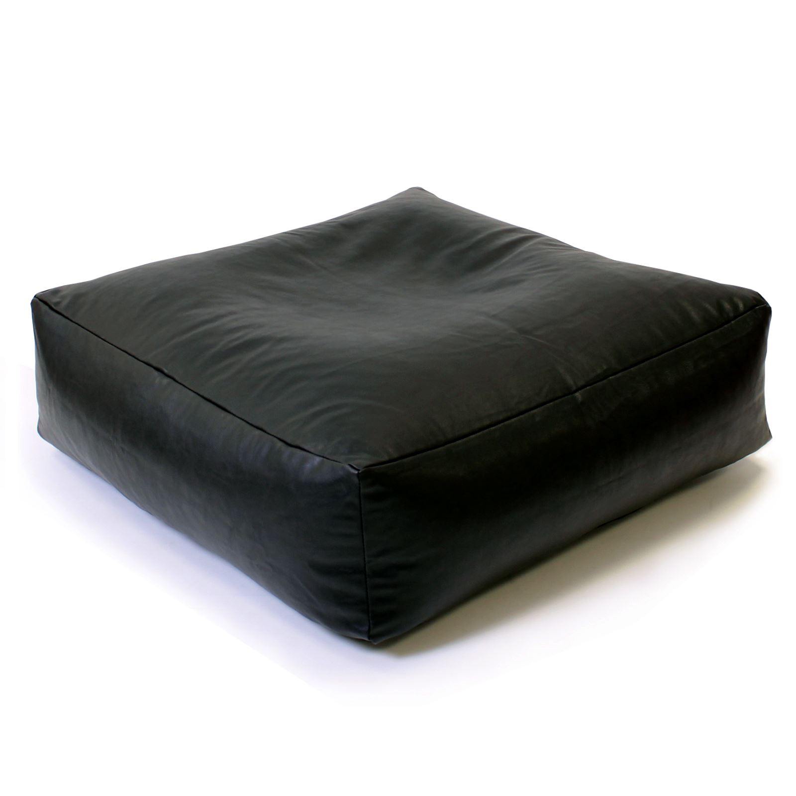 Faux Leather Large Black Brown Slab Footstool Pouf Floor Cushion Bean