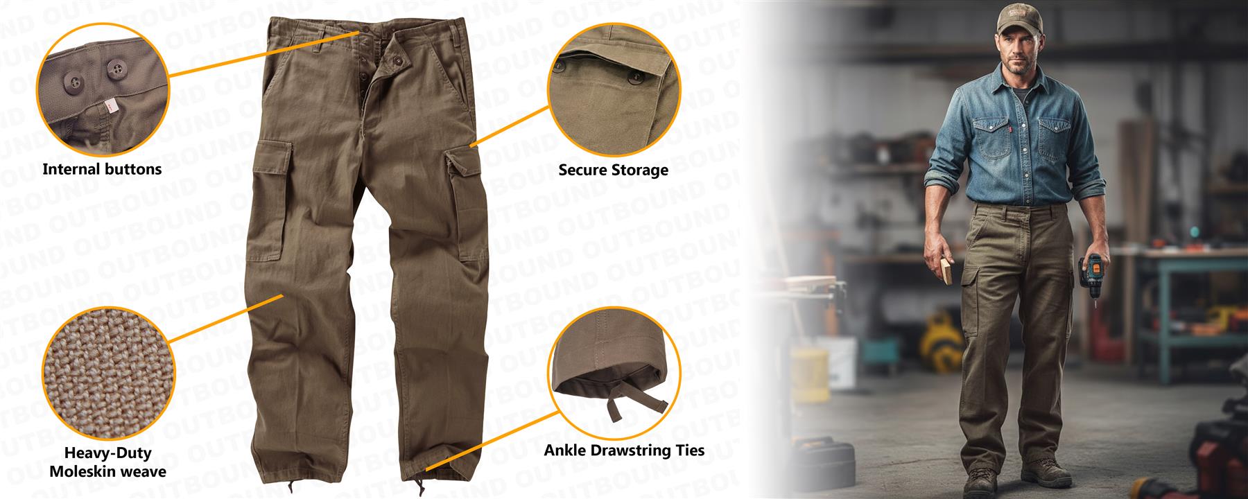 Original German Moleskin Trouser Combat Army Military Cargo Work