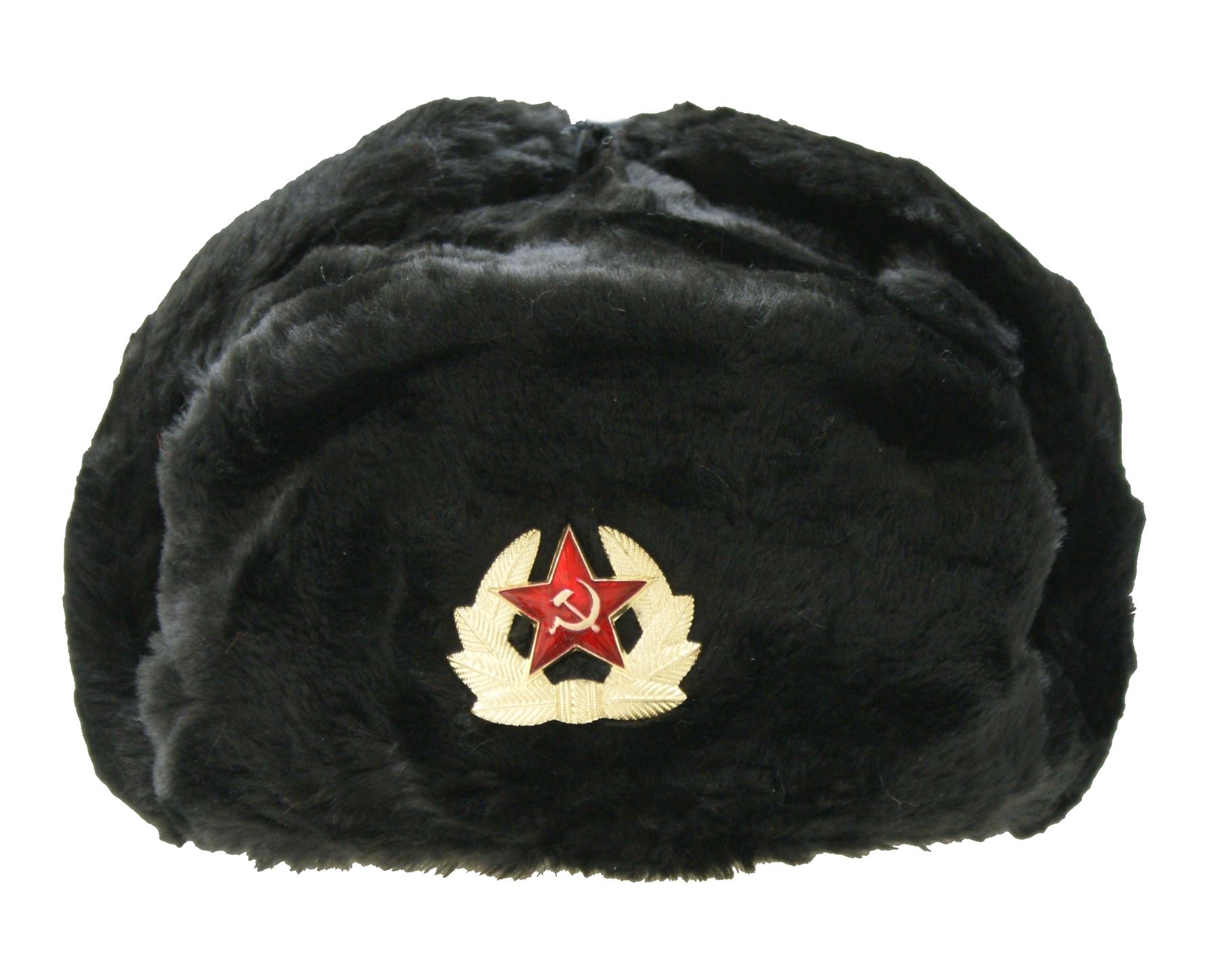 Russian Fur Hat Army Military Style Winter Outdoor Fishing Hunting Cossack Badge - Picture 2 of 3