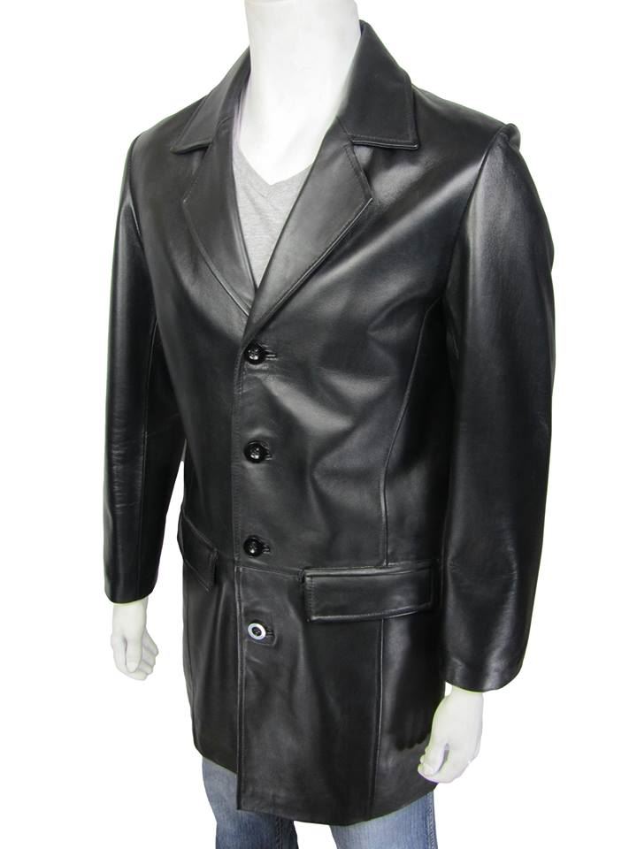 New Long Blazer Button Black Classic Leather Button Jacket eBay