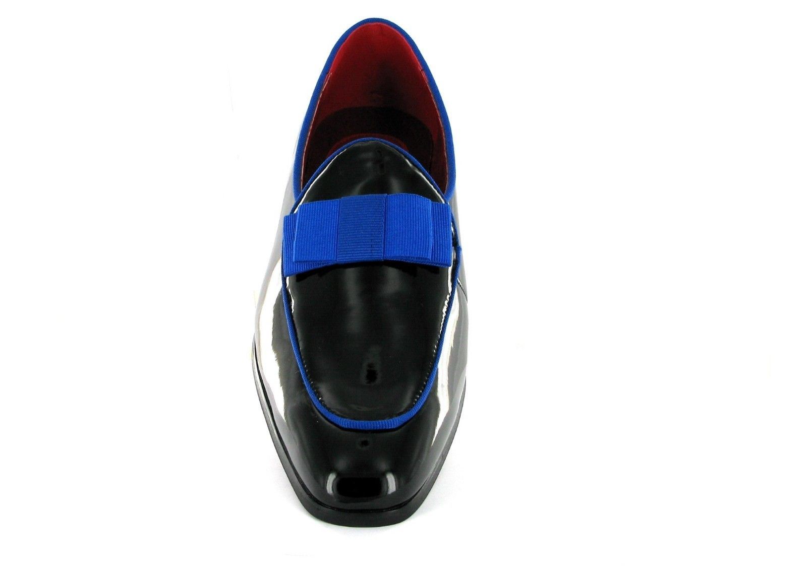 Rossellini Parker Mens Moccasin Shoes Black Blu Patent Loafer Tussle