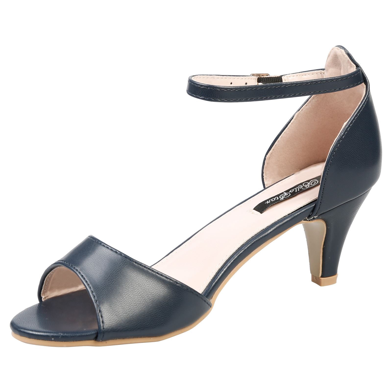 Laurie Womens Low Mid Kitten Heel Ankle Strap Sandals Ladies Peep Toe Shoes Size | eBay