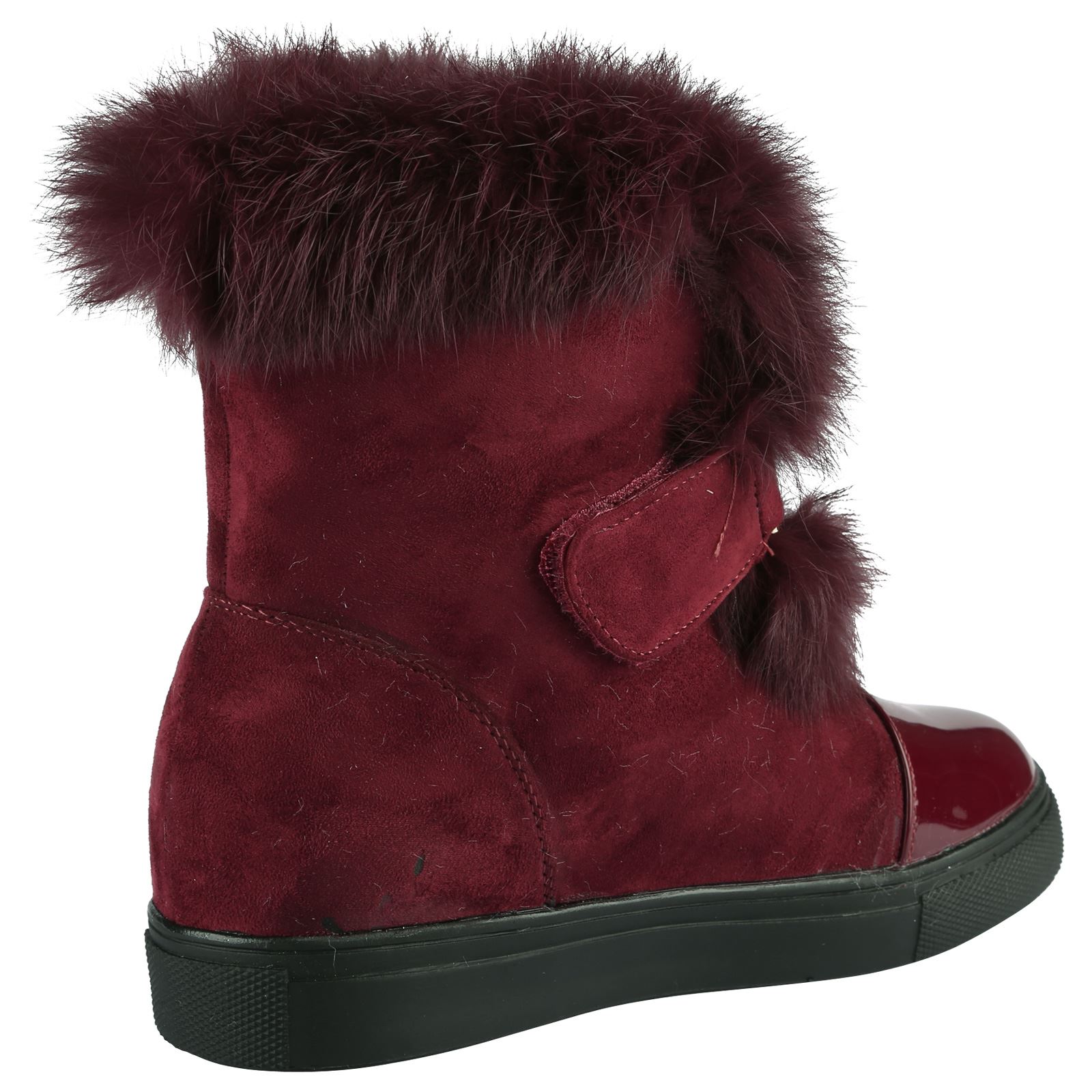WOMENS SHOES LADIES ANKLE BOOTS FUR LINED FLUFFY CONTRAST TOE FLAT SNOW