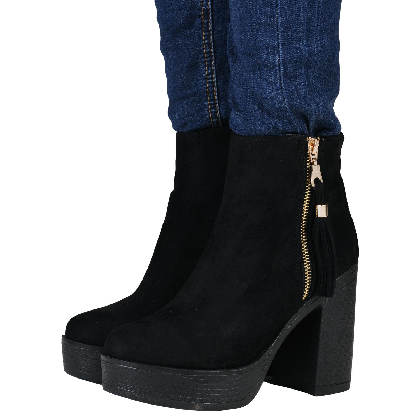 block heel platform ankle boots