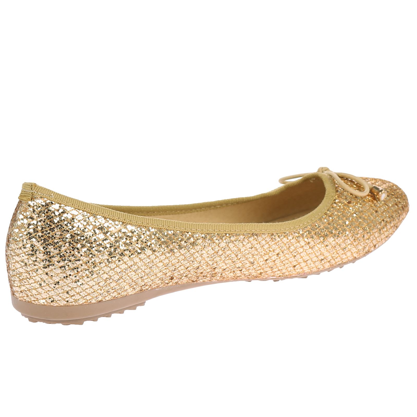 WOMENS SHOES LADIES PUMPS GLITTER EVENING BALLET FLATS DOLLY SHOES SIZE