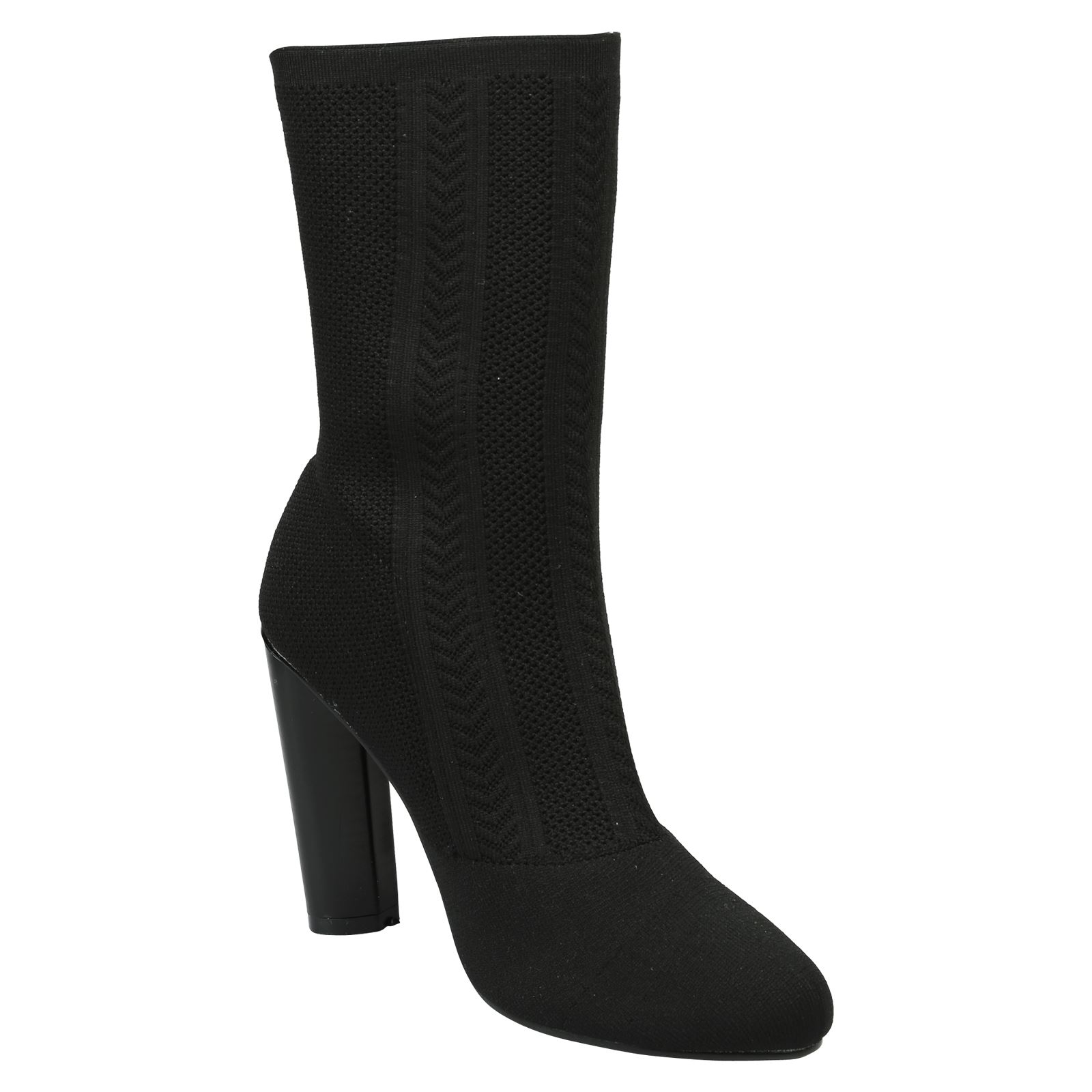 NEW WOMENS LADIES SOCK PULL ON STRETCH ANKLE HIGH BOOTS BLOCK HEELS PULL ON SIZE eBay
