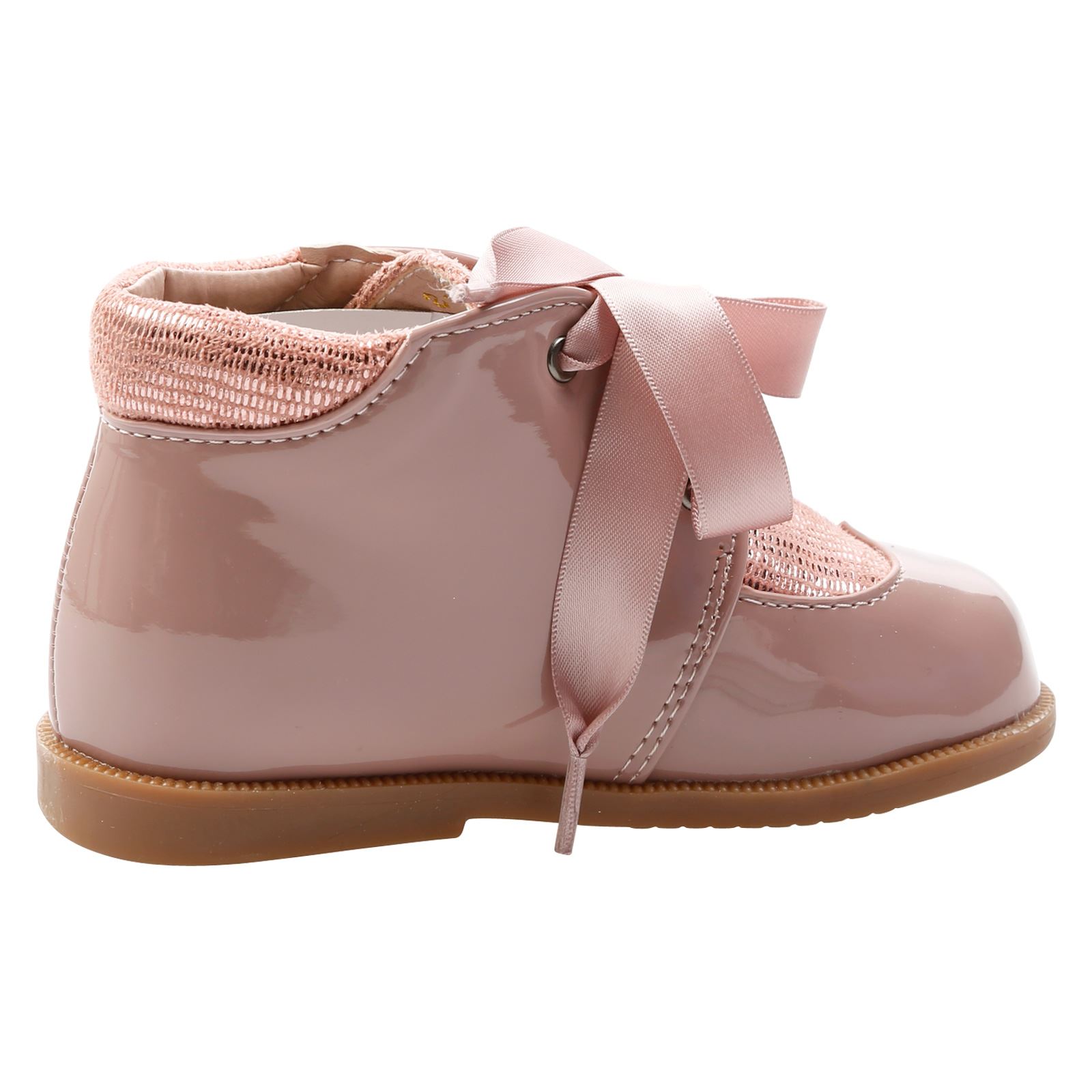 GIRLS KIDS CHILDRENS ANKLE BOOTS SHOES LACE UP RIBBON TODDLER TWO TONE