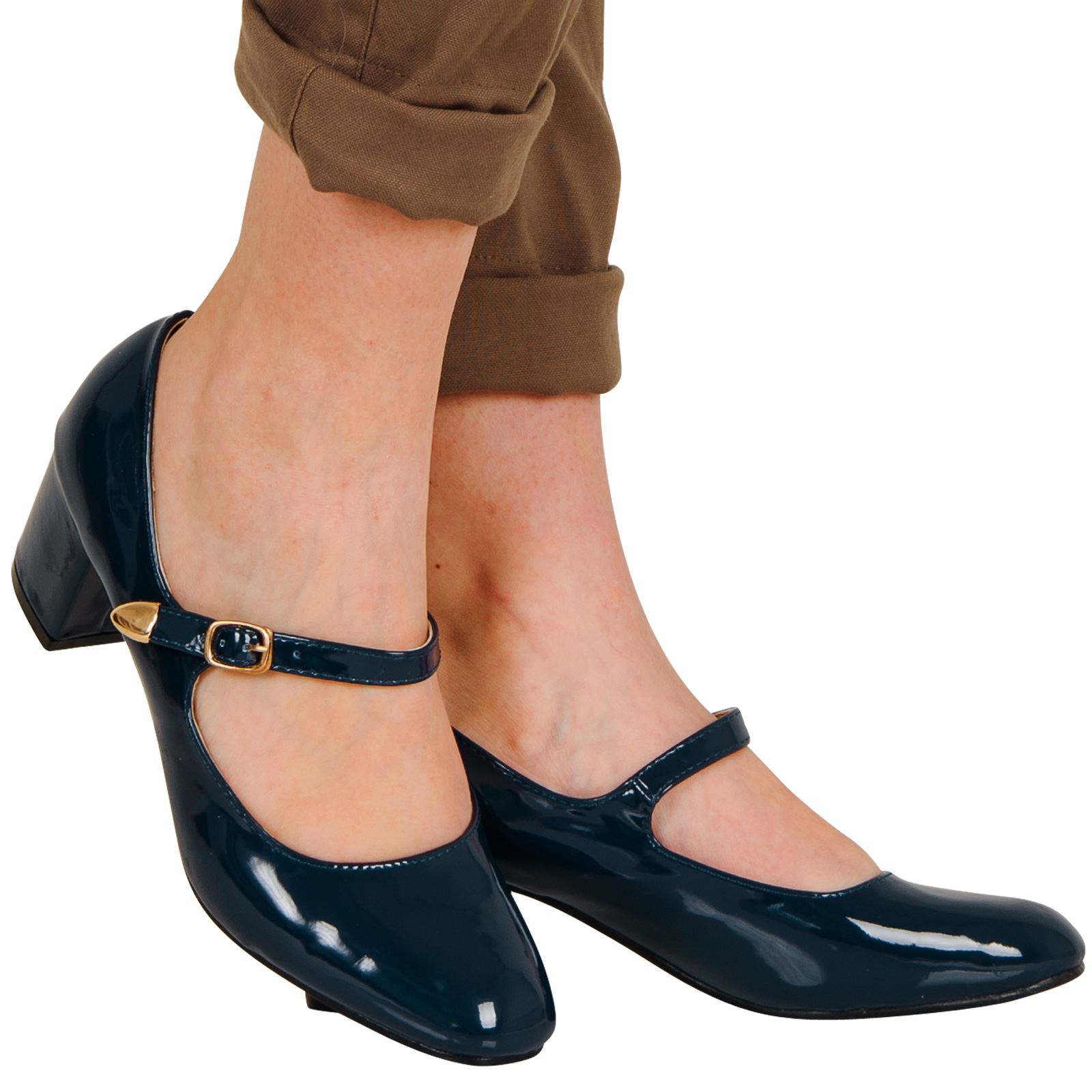 Xanthe Womens Low Mid Block Heels Mary Janes Smart Ladies Court Shoes Pumps Size | eBay